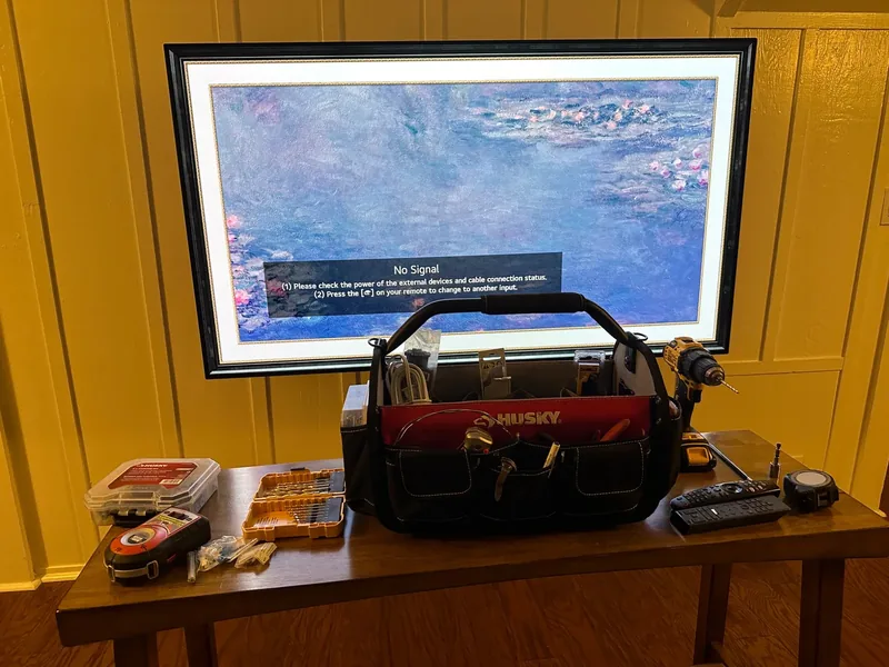 55-inch Samsung Frame TV with concealed in-wall wiring in Cupertino