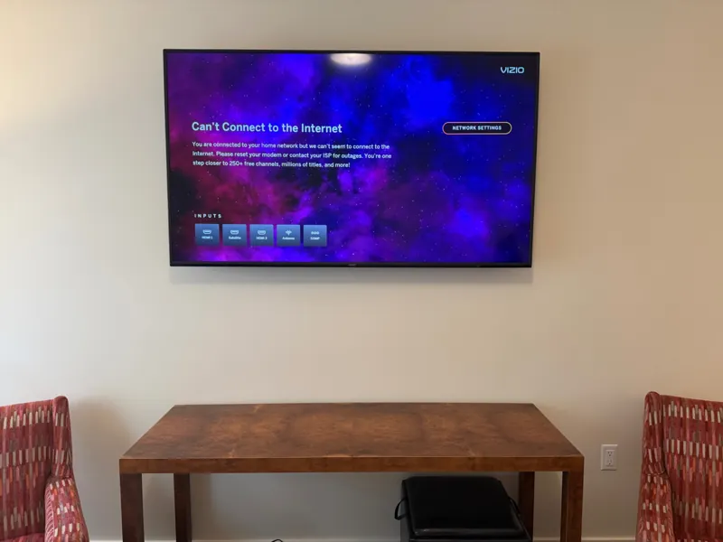 VIZIO TV mounting with in-wall cable concealment in San Mateo.
