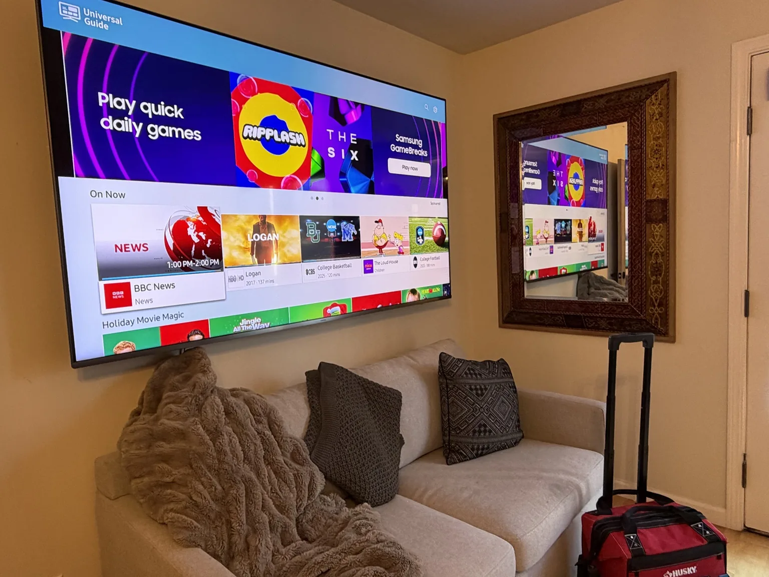 Wall-mounted 82-inch TV installation in Aptos