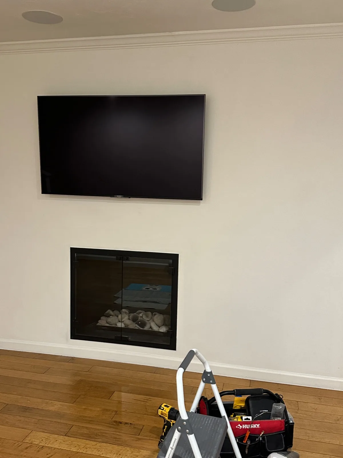 65-inch Sony TV mounted above a fireplace in Los Gatos