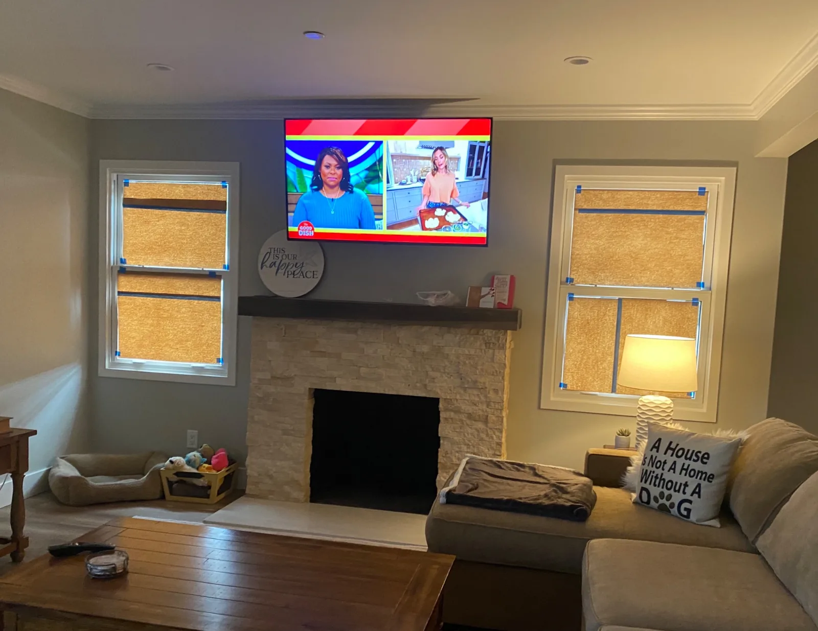 55-inch Samsung TV mounted above a fireplace in San Francisco