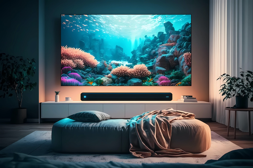 TV positioned at a comfortable viewing height in a living room